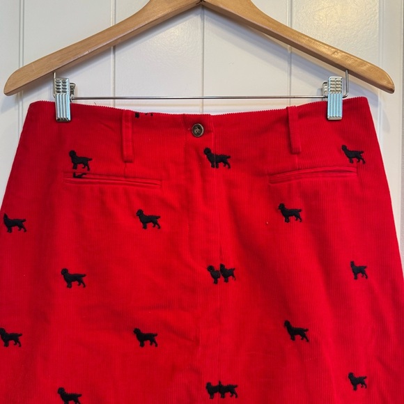 J. MCLAUGHLIN Size 12 Skirt Red Corduroy Black Dog - Picture 3 of 5